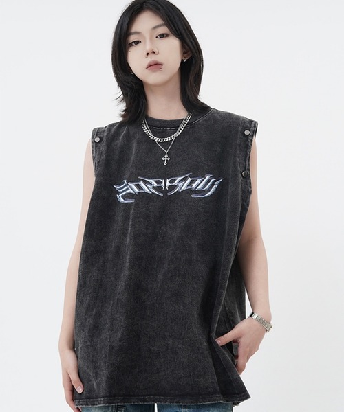 ARULE（アルール）の「『ARULE/アルール』2WAYボタンスリーブピグメントビッグTEE 【CN】（Tシャツ/カットソー・レディース・ブラック・XL/L）」の7枚目の写真