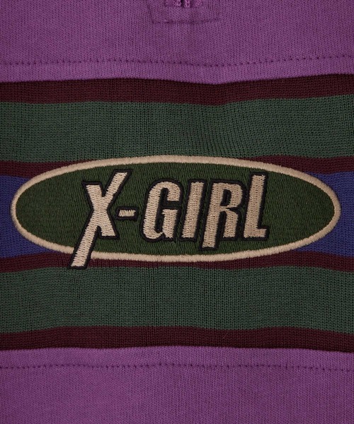 X-girl(エックスガール)の「STRIPE & OVAL LOGO DRESS(ワンピース・レディース・チャコール/ピンク/ホワイト・M/S)」の12枚目の写真