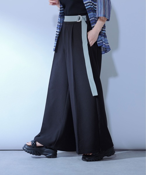 Ellno Loset サイドプリーツハトメベルトパンツ XS サイドプリーツハトメベルトパンツ（その他パンツ）｜Ellno