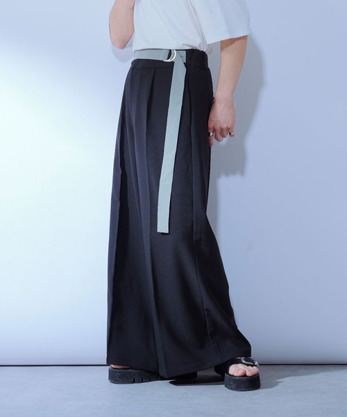 バイカラーベルト付きワイドパンツ（その他パンツ）｜Ellno Loset