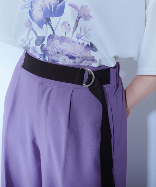 バイカラーベルト付きワイドパンツ（その他パンツ）｜Ellno