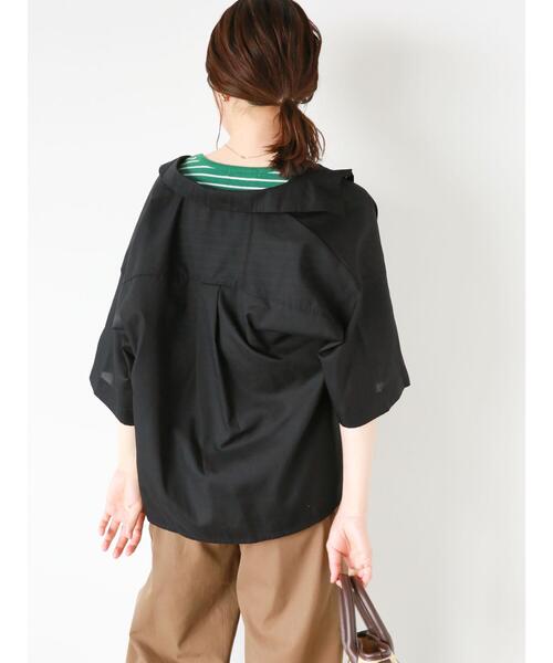 ehka sopo（エヘカソポ）の「ボックスシルエットシャツ（シャツ/ブラウス・レディース・ベージュ/サックスブルー/ブラック/オフホワイト・F）」の13枚目の写真