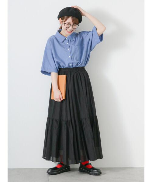 ehka sopo（エヘカソポ）の「ボックスシルエットシャツ（シャツ/ブラウス・レディース・ベージュ/サックスブルー/ブラック/オフホワイト・F）」の15枚目の写真