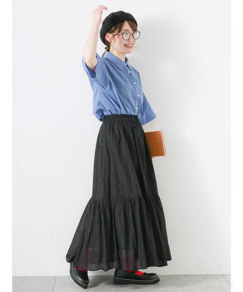 ehka sopo（エヘカソポ）の「ボックスシルエットシャツ（シャツ/ブラウス・レディース・ベージュ/サックスブルー/ブラック/オフホワイト・F）」の17枚目の写真