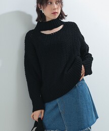 Ray BEAMS | Ray BEAMS / モール カットアウト ハイネック ニット(ニット/セーター)