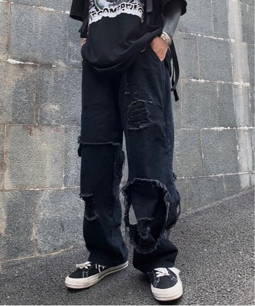 Burner（バーナー）の「【OKUOKU　0909】ダメージ　ワイド　デニムパンツ　oku-bottom-637727788324-5395 Y（デニムパンツ・メンズ・ライトブルー・S/M/L）」の7枚目の写真