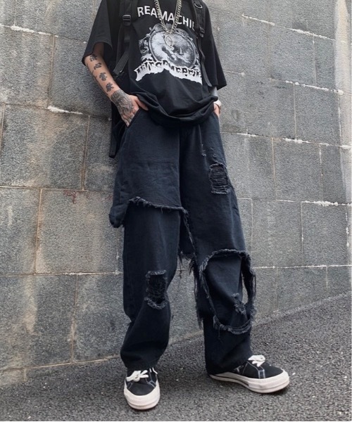 Burner（バーナー）の「【OKUOKU　0909】ダメージ　ワイド　デニムパンツ　oku-bottom-637727788324-5395 Y（デニムパンツ・メンズ・ライトブルー・S/M/L）」の6枚目の写真