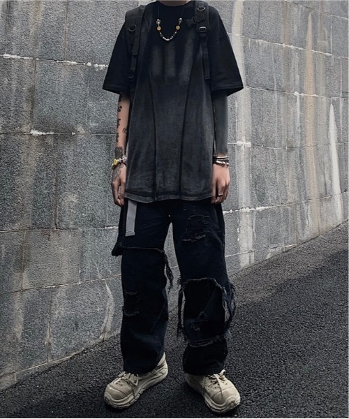 Burner（バーナー）の「【OKUOKU　0909】ダメージ　ワイド　デニムパンツ　oku-bottom-637727788324-5395 Y（デニムパンツ・メンズ・ライトブルー・S/M/L）」の5枚目の写真