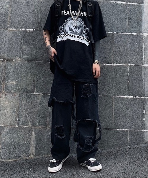 Burner（バーナー）の「【OKUOKU　0909】ダメージ　ワイド　デニムパンツ　oku-bottom-637727788324-5395 Y（デニムパンツ・メンズ・ライトブルー・S/M/L）」の4枚目の写真