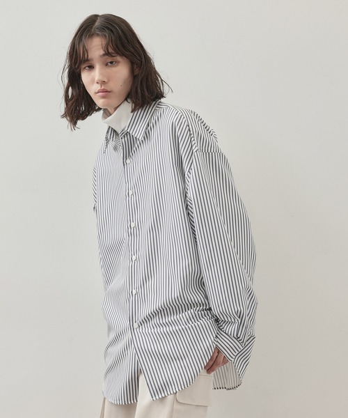 JUNRED（ジュンレッド）の「アソートストライプオーバーシャツ（シャツ/ブラウス・メンズ・グリーン/ブラック/ブルー系その他4/グレー・L/M/S）」の2枚目の写真