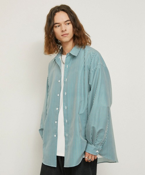 JUNRED（ジュンレッド）の「アソートストライプオーバーシャツ（シャツ/ブラウス・メンズ・グリーン/ブラック/ブルー系その他4/グレー・L/M/S）」の3枚目の写真