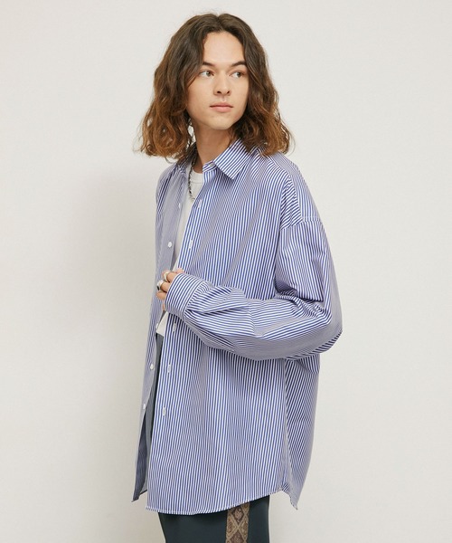 JUNRED（ジュンレッド）の「アソートストライプオーバーシャツ（シャツ/ブラウス・メンズ・グリーン/ブラック/ブルー系その他4/グレー・L/M/S）」の4枚目の写真