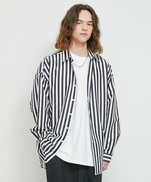 JUNRED（ジュンレッド）の「アソートストライプオーバーシャツ（シャツ/ブラウス・メンズ・グリーン/ブラック/ブルー系その他4/グレー・L/M/S）」の5枚目の写真