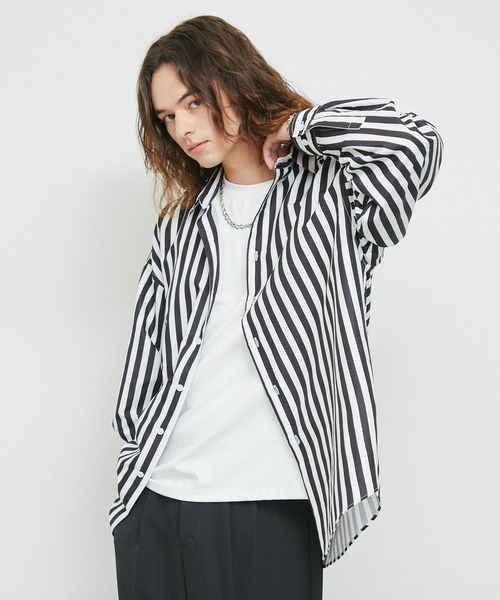 JUNRED（ジュンレッド）の「アソートストライプオーバーシャツ（シャツ/ブラウス・メンズ・グリーン/ブラック/ブルー系その他4/グレー・L/M/S）」の6枚目の写真