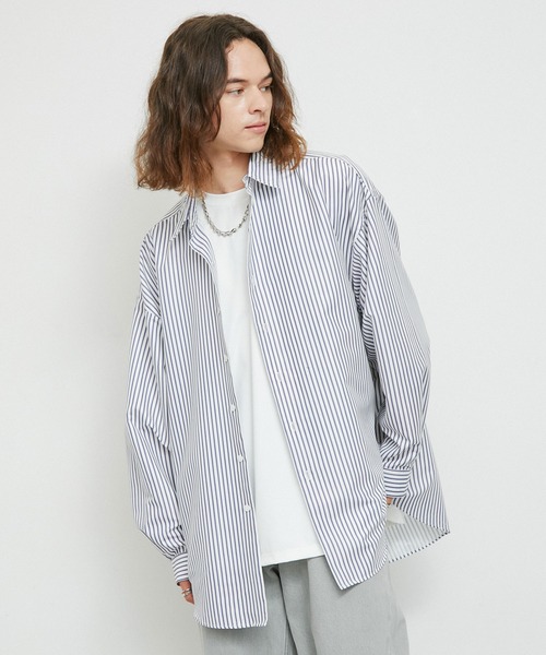 JUNRED（ジュンレッド）の「アソートストライプオーバーシャツ（シャツ/ブラウス・メンズ・グリーン/ブラック/ブルー系その他4/グレー・L/M/S）」の7枚目の写真