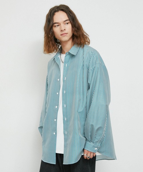 JUNRED（ジュンレッド）の「アソートストライプオーバーシャツ（シャツ/ブラウス・メンズ・グリーン/ブラック/ブルー系その他4/グレー・L/M/S）」の9枚目の写真