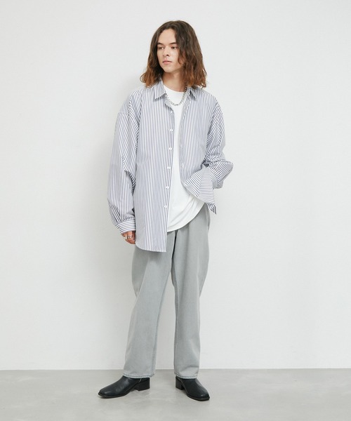 JUNRED（ジュンレッド）の「アソートストライプオーバーシャツ（シャツ/ブラウス・メンズ・グリーン/ブラック/ブルー系その他4/グレー・L/M/S）」の15枚目の写真