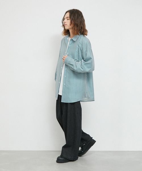 JUNRED（ジュンレッド）の「アソートストライプオーバーシャツ（シャツ/ブラウス・メンズ・グリーン/ブラック/ブルー系その他4/グレー・L/M/S）」の18枚目の写真