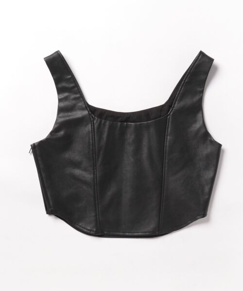 MOUSSY（マウジー）の「F/LEATHER BUSTIER トップス（キャミソール・レディース・ブラック/グレー・1/2）」の6枚目の写真