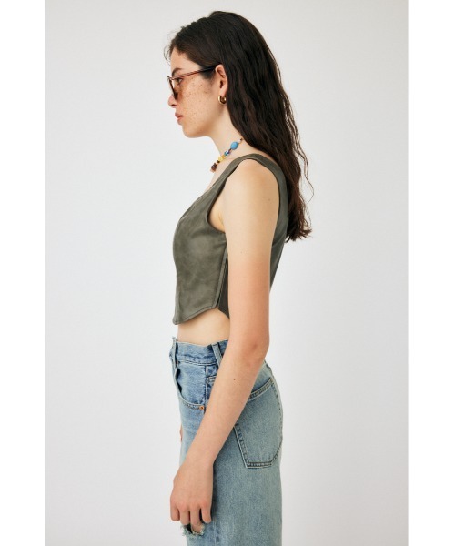 MOUSSY（マウジー）の「F/LEATHER BUSTIER トップス（キャミソール・レディース・ブラック/グレー・1/2）」の19枚目の写真