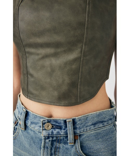 MOUSSY（マウジー）の「F/LEATHER BUSTIER トップス（キャミソール・レディース・ブラック/グレー・1/2）」の12枚目の写真
