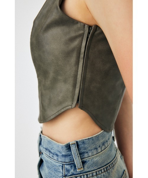 MOUSSY（マウジー）の「F/LEATHER BUSTIER トップス（キャミソール・レディース・ブラック/グレー・1/2）」の9枚目の写真
