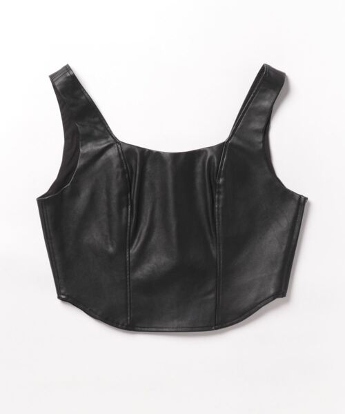 MOUSSY（マウジー）の「F/LEATHER BUSTIER トップス（キャミソール・レディース・ブラック/グレー・1/2）」の17枚目の写真