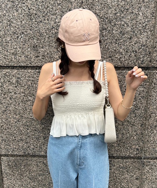 one after another NICE CLAUP（ワンアフターアナザーナイスクラップ）の「シャーリングビスチェセットブラウス（シャツ/ブラウス・レディース・コーラルピンク/アイボリー/ピンクベージュ/ブラック・FREE）」の11枚目の写真