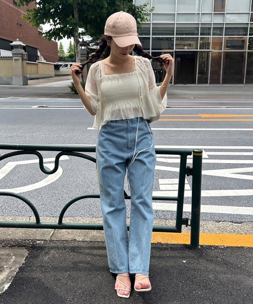 one after another NICE CLAUP（ワンアフターアナザーナイスクラップ）の「シャーリングビスチェセットブラウス（シャツ/ブラウス・レディース・コーラルピンク/アイボリー/ピンクベージュ/ブラック・FREE）」の13枚目の写真