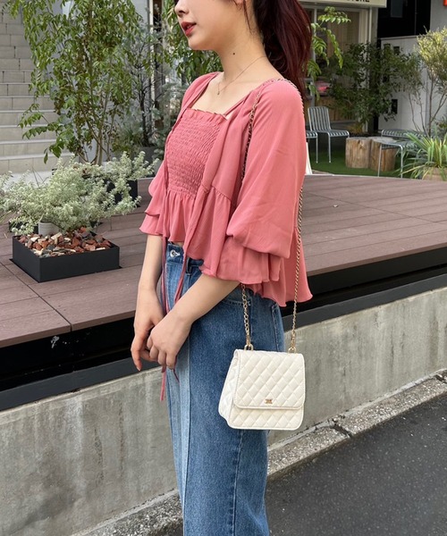 one after another NICE CLAUP（ワンアフターアナザーナイスクラップ）の「シャーリングビスチェセットブラウス（シャツ/ブラウス・レディース・コーラルピンク/アイボリー/ピンクベージュ/ブラック・FREE）」の20枚目の写真