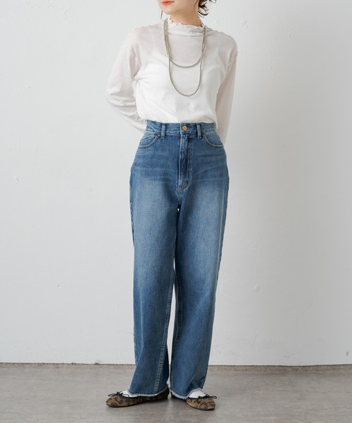 PUAL CE CIN（ピュアルセシン）の「シアーリブメロープチハイネックプルオーバー（Tシャツ/カットソー・レディース・ブラウン/オフホワイト/テラコッタ/ブラック/イエロー・FREE）」の7枚目の写真