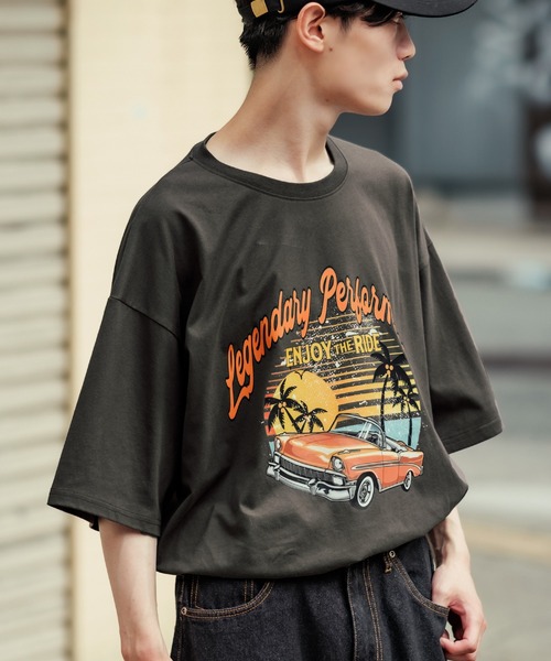 improves(インプローブス)の「【UAU】半袖 転写プリント Tシャツ(Tシャツ/カットソー・メンズ・ブラック/ホワイト系/イエロー系/チャコール/イエロー/ホワイト・MEDIUM/LARGE/X-LARGE)」の4枚目の写真