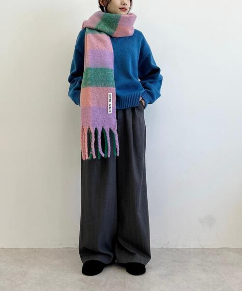 CITEN（シテン）の「＜CITEN＞カラフル チェック ストール（ストール/ショール・レディース・ピンク/イエロー・FREE）」の4枚目の写真