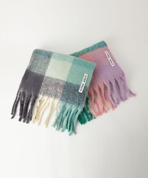 CITEN（シテン）の「＜CITEN＞カラフル チェック ストール（ストール/ショール・レディース・ピンク/イエロー・FREE）」の5枚目の写真