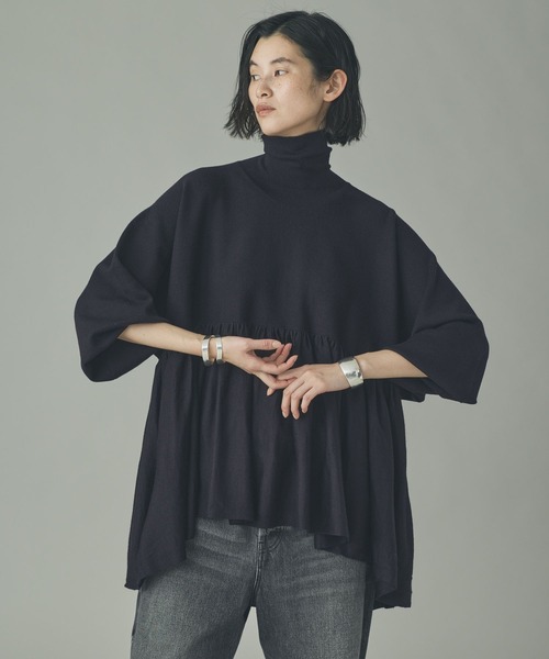 カレンソロジー 大人気✨2024AW ハイネックギャザーニットプルオーバー Curensology(カレンソロジー)/ハイネックギャザーニットプルオーバー