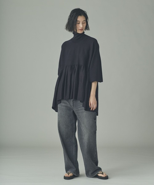 Curensology(カレンソロジー)/ハイネックギャザーニットプルオーバー