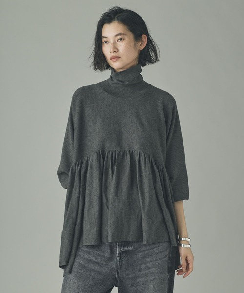 Curensology(カレンソロジー)/ハイネックギャザーニットプルオーバー