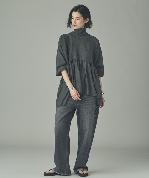 Curensology(カレンソロジー)/ハイネックギャザーニットプルオーバー