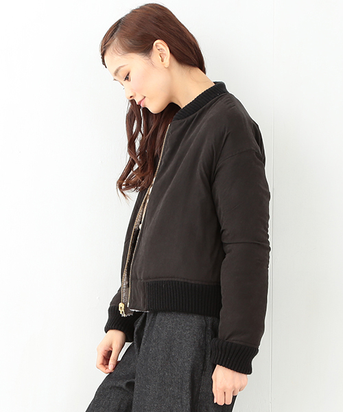 CAROLINA GLASER（カロリナ グレイサー）の「CAROLINA GLASER / リバーシブル ボアブルゾン（ブルゾン・レディース・ブラック/カーキブラウン・ONE SIZE）」の6枚目の写真