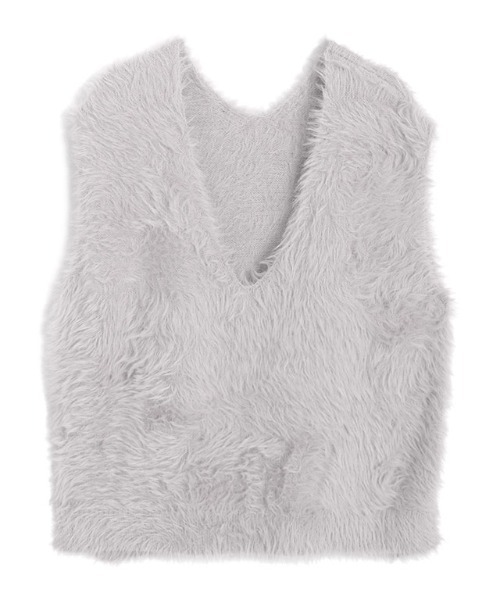 Pierrot（ピエロ）の「シャギーVネックニットベスト（ベスト・レディース・グレー/ブラック/ライトベージュ/チャコール・L/M/S）」の14枚目の写真