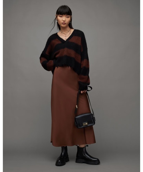 セール】LOU STRIPED CROPPED V-NECK JUMPER | LOU ストライプ 