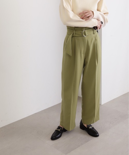 N.(N. Natural Beauty Basic)(エヌエヌナチュラルビューティーベーシック)の「【S Size Line】◆Dカンベルトストレートパンツ(スラックス・レディース・グリーン/グレー/ナチュラル・SMALL/MEDIUM)」の9枚目の写真