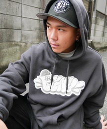 【ムラサキスポーツ別注】FORGET NEVER/フォーゲットネバー ヘビーウェイト 裏起毛 パーカー プルオーバー フーディ ワッペンロゴ 234OO1PK032FN