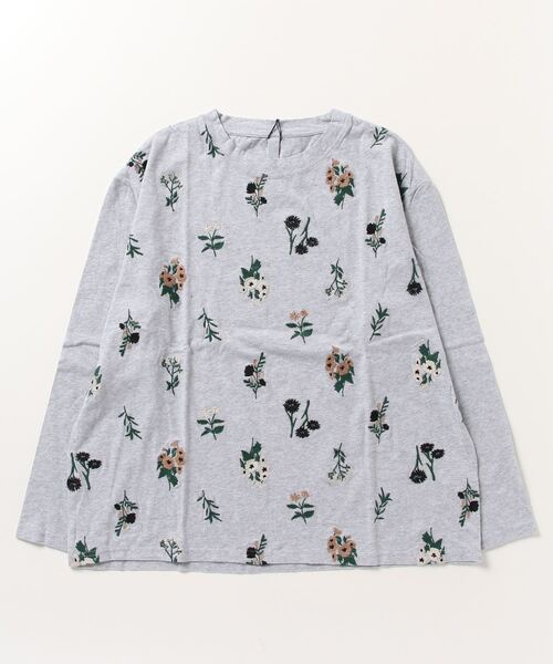 Emago(イマゴ)の「EMAGO 花刺繍プルオーバー(Tシャツ/カットソー・レディース・杢グレー/アイボリー/ブラック/ブラウン・FREE)」の6枚目の写真