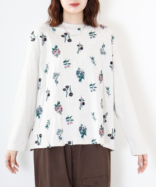 Emago(イマゴ)の「EMAGO 花刺繍プルオーバー(Tシャツ/カットソー・レディース・杢グレー/アイボリー/ブラック/ブラウン・FREE)」の22枚目の写真