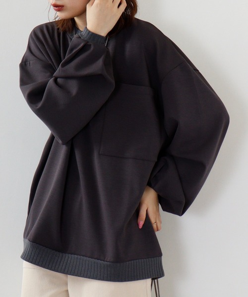 MODISH GAZE（モディシュガゼ）の「MODISH GAZE ルーズシルエット スウェットシャツ（スウェット・メンズ・ブラック/チャコール・S/L/M）」の7枚目の写真