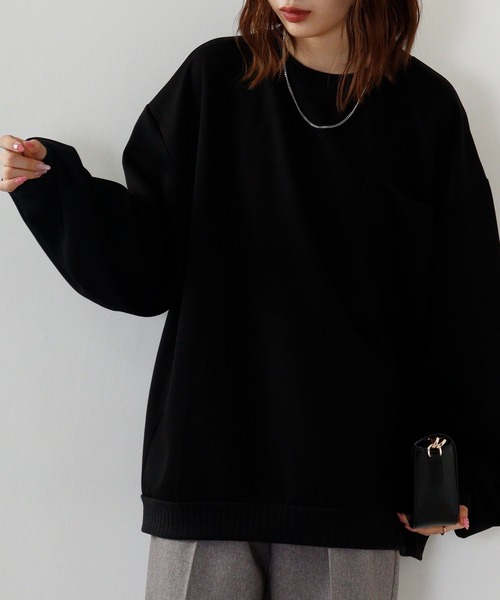 MODISH GAZE（モディシュガゼ）の「MODISH GAZE ルーズシルエット スウェットシャツ（スウェット・メンズ・ブラック/チャコール・S/L/M）」の3枚目の写真