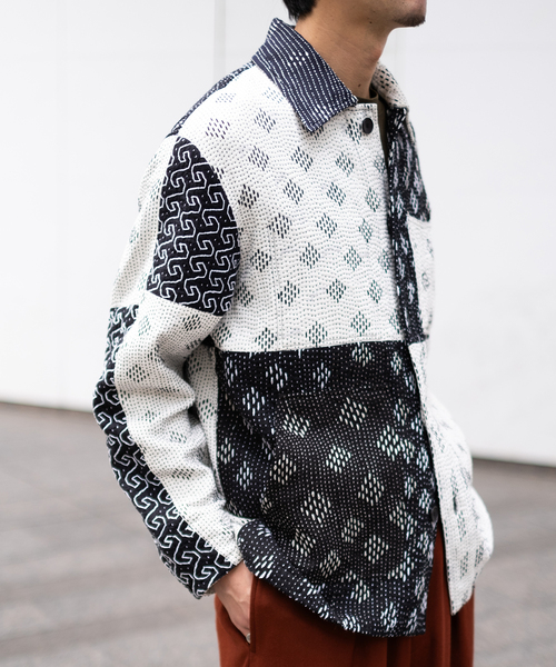 mii（ミー）の「【mii for LA BOUCLE】別注 カンタハデット カバーオール パッチワーク（カバーオール・メンズ・ブラック・MEDIUM/LARGE）」の3枚目の写真