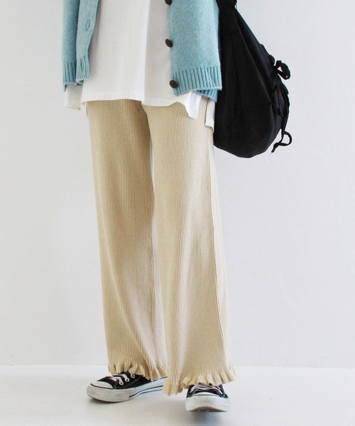 Crisp（クリスプ）の「リブフリルニットパンツ（その他パンツ・レディース・アイボリー/ブラウン/ベージュ/ピンクベージュ・FREE）」の21枚目の写真