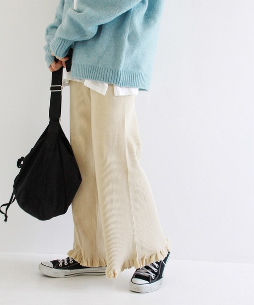 Crisp（クリスプ）の「リブフリルニットパンツ（その他パンツ・レディース・アイボリー/ブラウン/ベージュ/ピンクベージュ・FREE）」の22枚目の写真